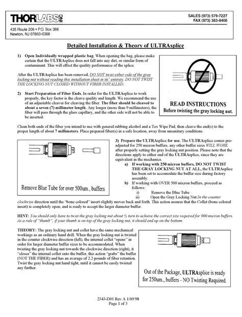 THORLABS ULTRASPLICE DETAILED INSTALLATION & THEORY Pdf Download | ManualsLib