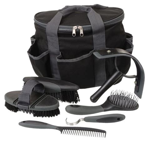 Tough1 Great Grip 6PC Brush Set With Bag Black in 2020 | Horse grooming kit, Horse grooming ...