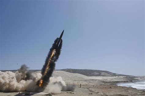 A Lance missile is launched to provide a low-cost target for the PATRIOT Advanced Capability-3 ...