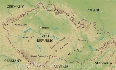 Czechia Physical Map