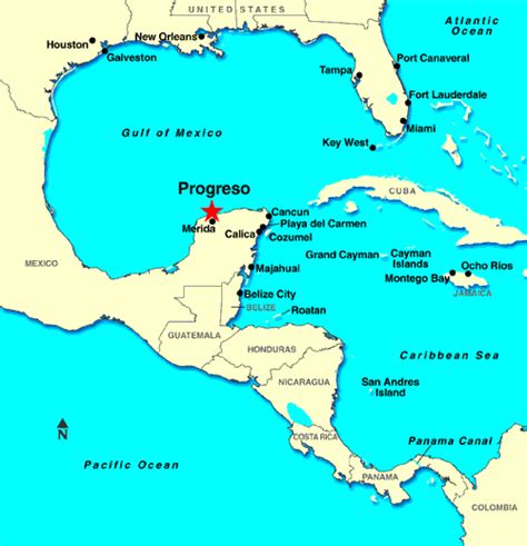 Progreso / Merida, Mexico, Caribbean - Maps (www.cruises.ie) | Mexico ...