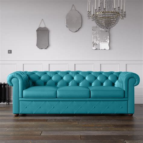 Turquoise Leather Sofas | Baci Living Room