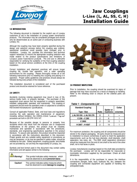 Jaw Coupling Installation Guide | Screw | Engineering Tolerance