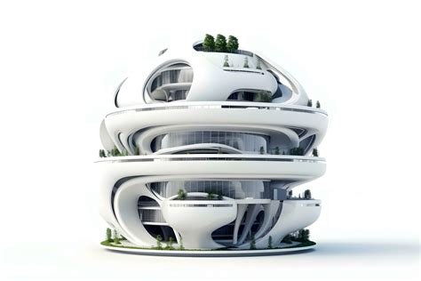 3D futuristic sci-fi city architecture with organic skyscrapers on ...