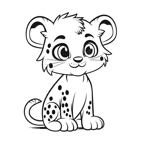 Halaman Mewarnai Kartun Cheetah Cub Yang Lucu Menggambar Sketsa Garis Besar Vektor, Gambar ...