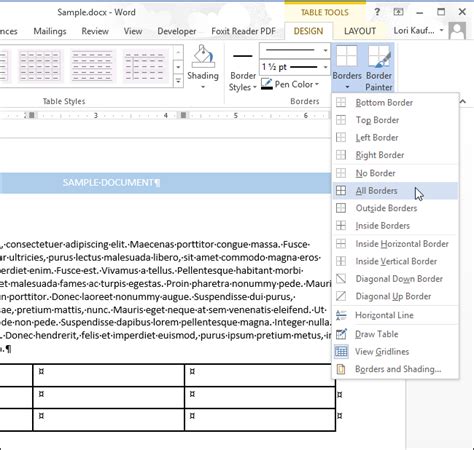 How to Add Borders to or Change Borders on a Table in Word