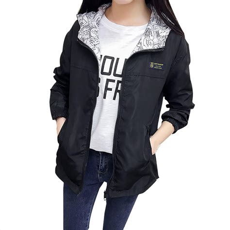 Hooded, solid color, windproof, waterproof, casual, fashionable Women’s ...