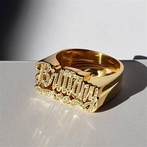 18K Gold Plated Custom Carved Name Ring – Silviax