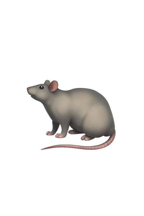 The emoji 🐀 depicts a small, grayish-brown rat with pointed ears, a long tail, and sharp teeth ...