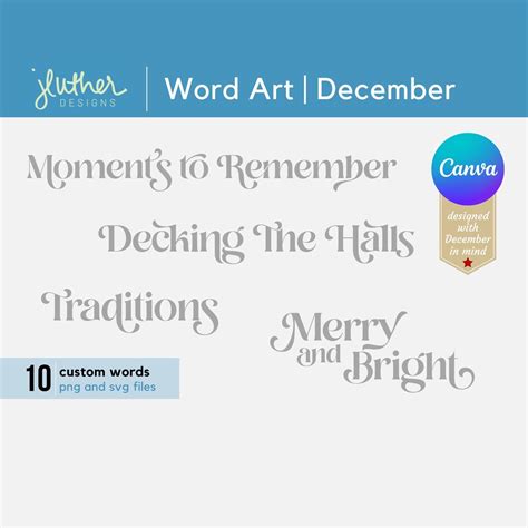 Custom December Word Art Png and Svg Files for Memory Keeping - Etsy