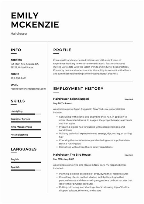 Free Hair Stylist Resume Templates Download - Nisma.Info