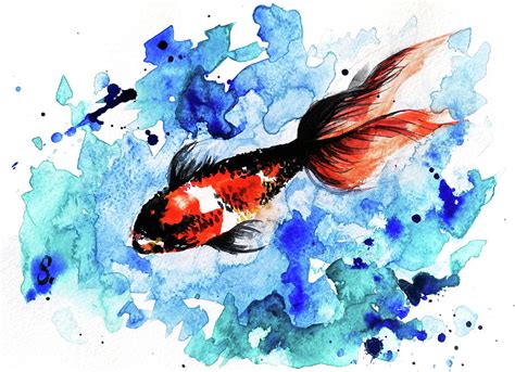 Underwater world /Original Watercolor Fish painting/ Painting by Stanila Ivanova - Pixels