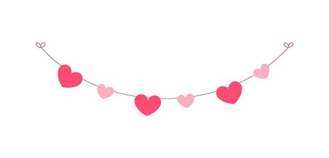 Valentine's Day pastel red hearts banner bunting vector illustration ...