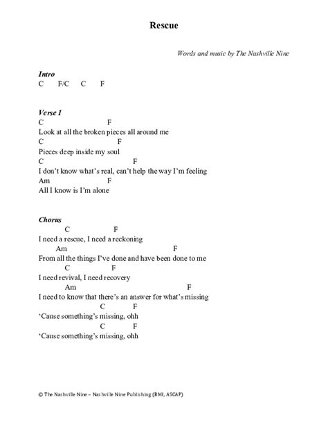 Rescue Chords PDF (Ellie Holcomb) - PraiseCharts