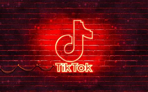 Download wallpapers TikTok red logo, 4k, red brickwall, TikTok logo ...