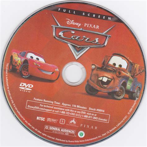 Cars (2006) FS R1 - Cartoon DVD - CD Label, DVD Cover, Front Cover Art