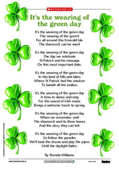 St Patrick's Day - poem | St patrick day activities, St patricks day ...