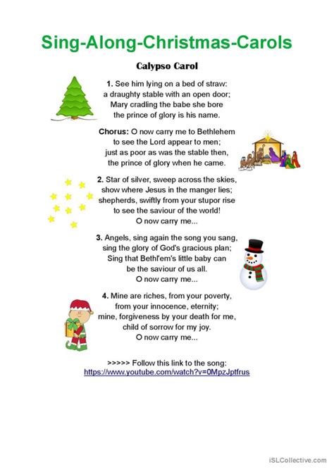 Calypso Carol - Sing-Along Christmas…: English ESL worksheets pdf & doc