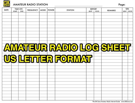 Ham Radio Log Sheet Template | TUTORE.ORG - Master of Documents