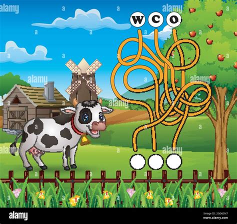 Game cow maze find way to the word Stock Vector Image & Art - Alamy