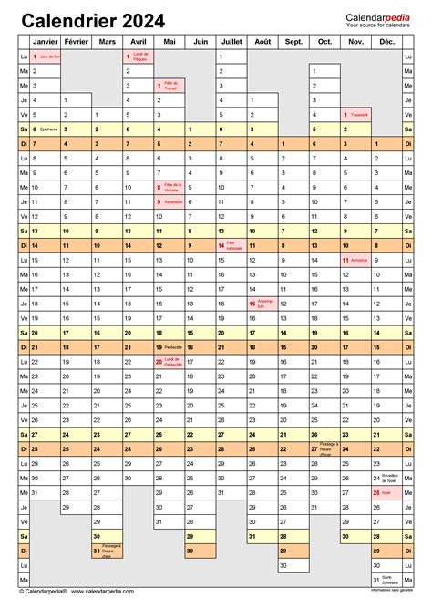 Calendrier 2024 Excel