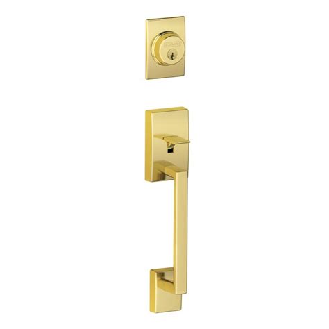 Schlage Century Adjustable Lifetime Bright Brass Entry Door Exterior Handle in the Handlesets ...