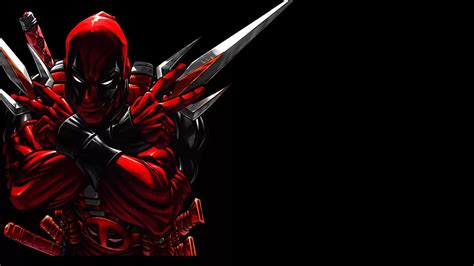 Red Deadpool With Sword In Black Background HD Deadpool Wallpapers | HD Wallpapers | ID #64769