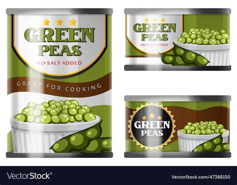 Organic pea food cans collection Royalty Free Vector Image