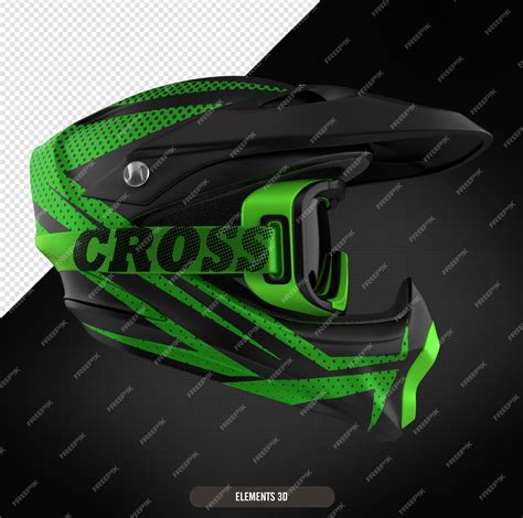 Premium PSD | Green motorcycle helmet with goggles