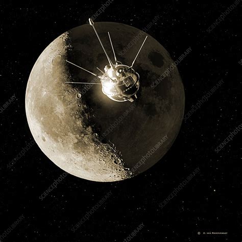 Luna 1 spacecraft at the Moon, 1959 - Stock Image - R280/0031 - Science ...