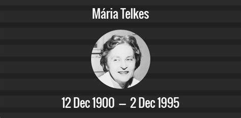 Mária Telkes death anniversary