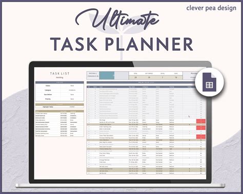 Task Planner Google Sheets Template Digital Smart Task List - Etsy