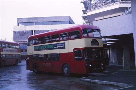 Anderson Cross Bus Station off Blythwood Street in Glasgow on 7 February 1971. Service 8 to ...