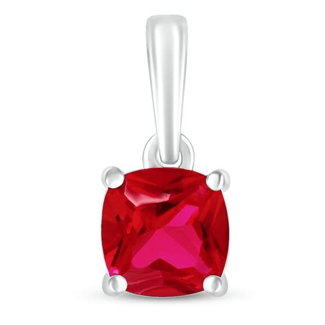 Lab-Created Ruby Birthstone Pendant Sterling Silver | Kay