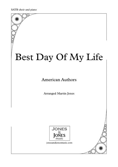 Best Day Of My Life (arr. Martin Jones (jonesandjonesmusic.com)) Sheet Music | American Authors ...