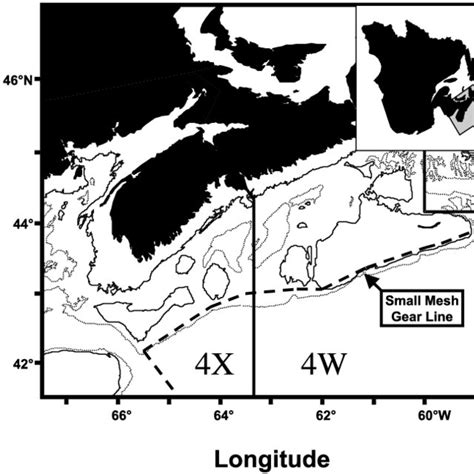 Location of the silver hake fishery. The Russian and Cuban vessels ...