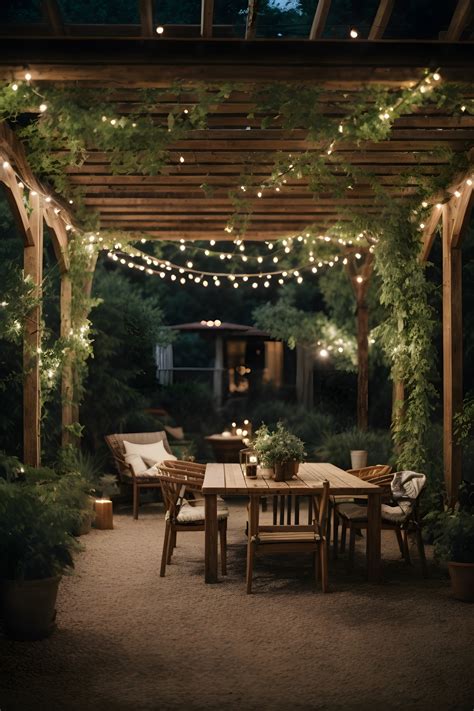 Pergola With String Lights Free Stock Photo - Public Domain Pictures