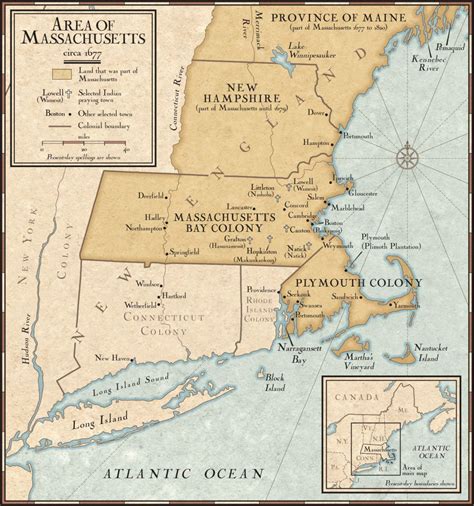 New England Colonies In 1677 | National Geographic Society Inside Printable Map Of New England ...