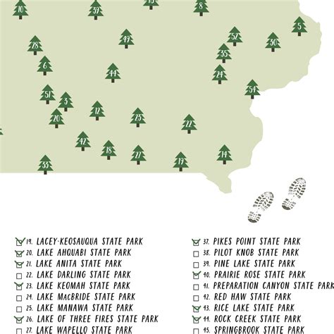 Iowa State Parks Map | Gift For Hiker | Iowa Map | Digital Print ...