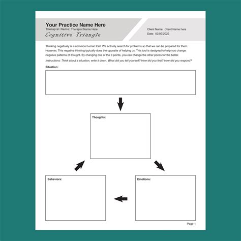 CBT: Cognitive Triangle Worksheet Editable / Fillable PDF for Counselors, Psychologists ...