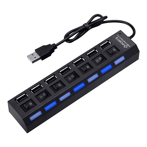 7 Port USB Hub Expander Adapter Multi-Port Wall Charger Desktop Travel ...