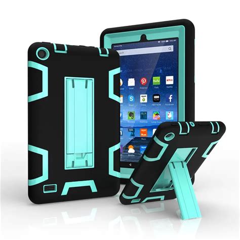 Kindle Fire 7 Case 2015 Kids Safe Armor Shockproof Heavy Duty Silicone ...