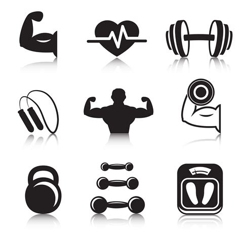 Fitness bodybuilding sport icons set 459681 Vector Art at Vecteezy