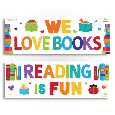 We Love Books - Reading is Fun Banner Set | Reading classroom, Reading ...