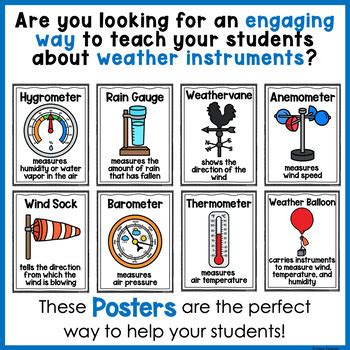 Weather Instrument Posters and weather tools by Jane Feener | TPT