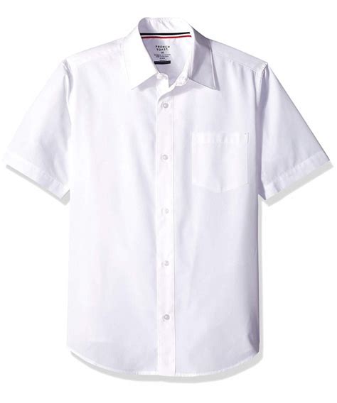 School Uniform Boys Short Sleeve Classic Dress Shirt - White - CG112CA98MD