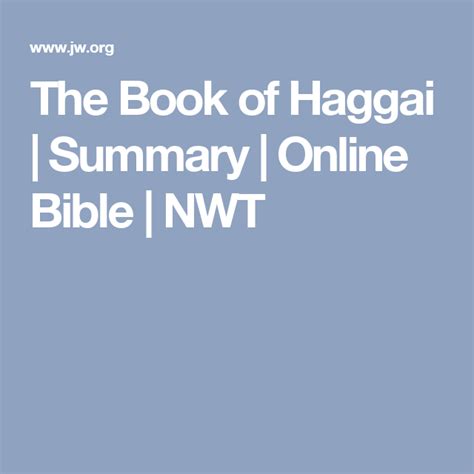 The Book of Haggai | Summary | Online Bible | NWT