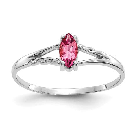 Ring Gemstone - 10K White Gold Genuine Pink Tourmaline October Birthstone Ring, Size 6 - Walmart ...