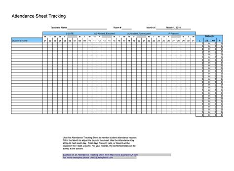 Attendance Tracking Sheet ~ MS Excel Templates