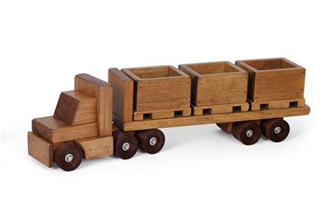 Amish Handmade Wooden Toy Flatbed Truck with Skids from DutchCrafters